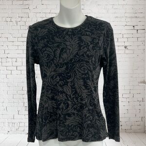 Ralph Lauren Black and Gray Patterned Top Long Sleeve Tee Shirt in Size Medium